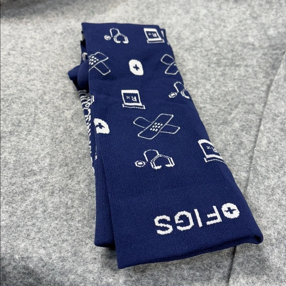 FIGS 100% Awesome compression blue white medical series  Patterned socks S